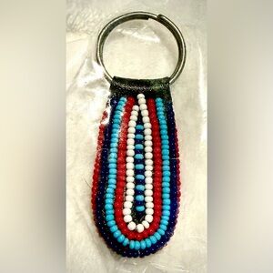 1980s South Africa Xhosa Hand Beaded Key Chain Double Sided